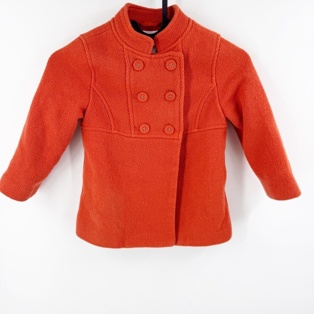 ✅ JANIE AND JACK ORANGE BUTTON FRONT LONG SLEEVE JACKET SIZE 2T-3T